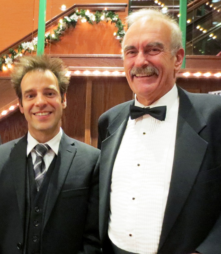 Virtuoso horn player Louis-Philippe Marsolais (left) and North Okanagan Community Concert Association president Paul Maynes